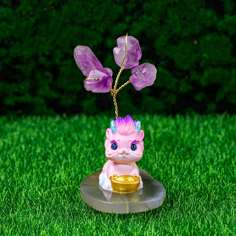 Amethyst flower tree ornaments agate piece base tree of life home car decoration