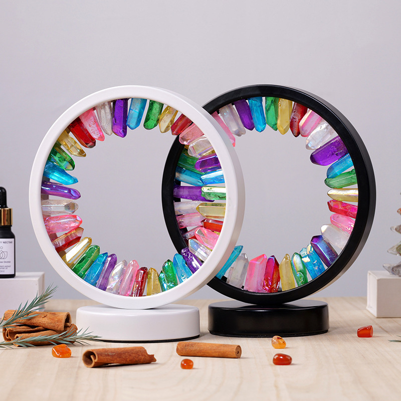 New natural crystal electroplating single crystal round atmosphere lamp ornaments