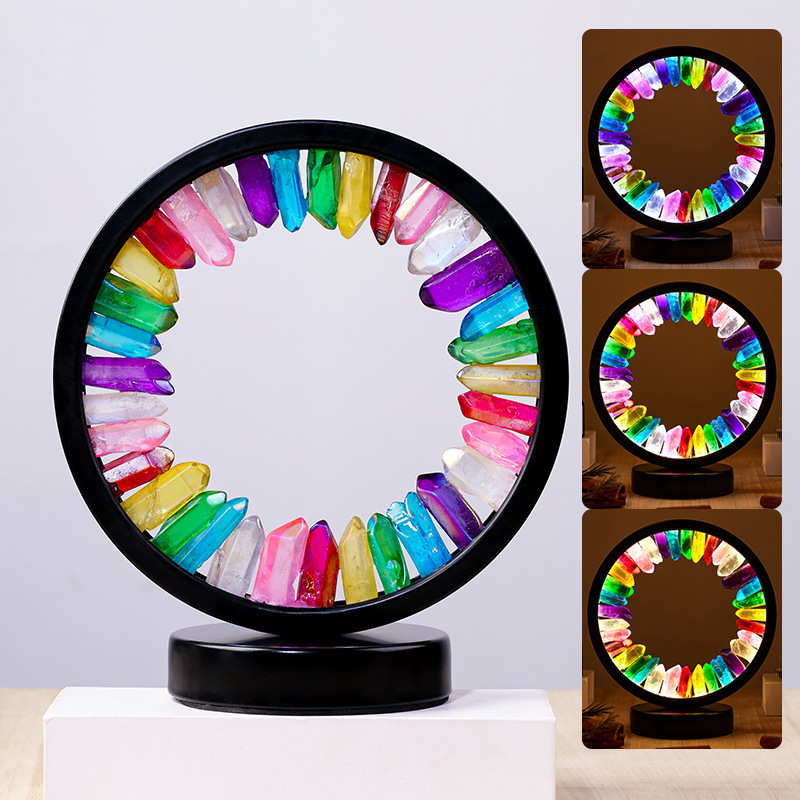 New natural crystal electroplating single crystal round atmosphere lamp ornaments