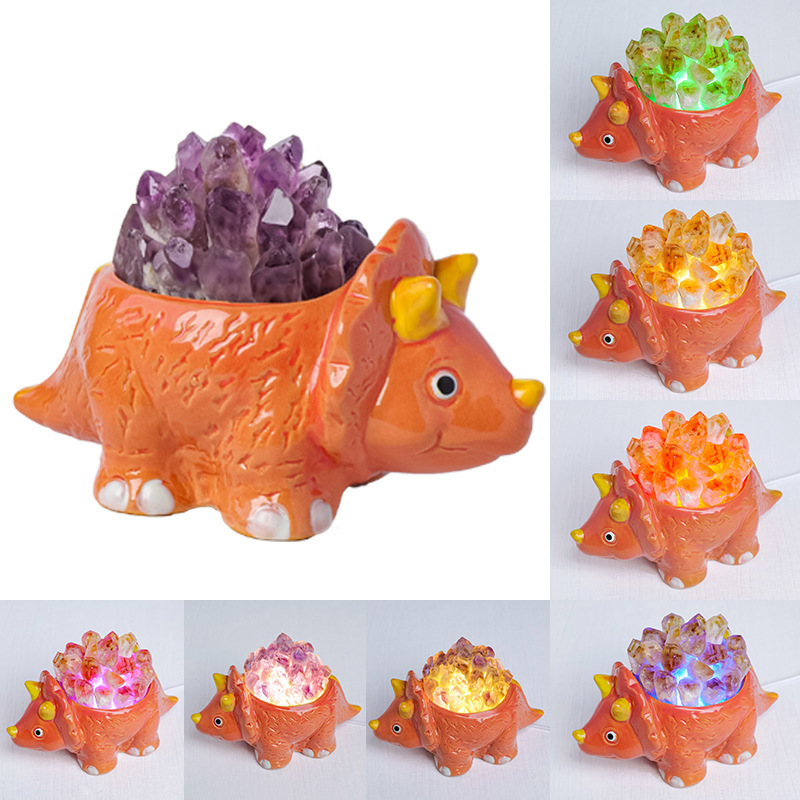 Natural crystal dinosaur night light Crystal tooth aromatherapy stone atmosphere light