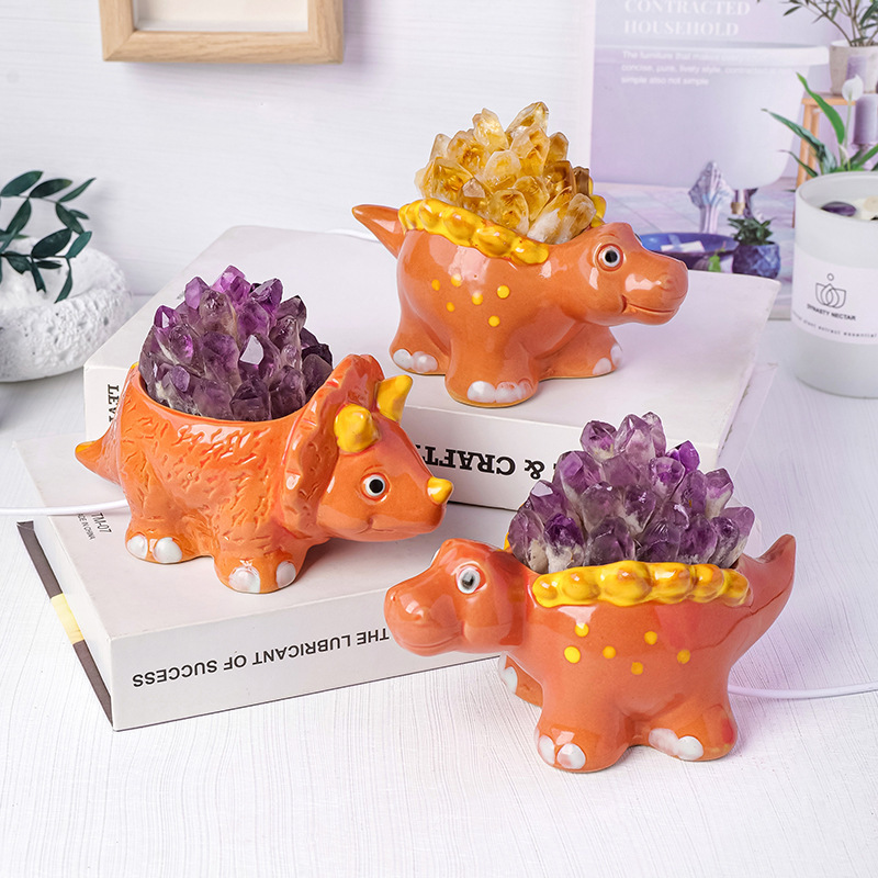 Natural crystal dinosaur night light Crystal tooth aromatherapy stone atmosphere light