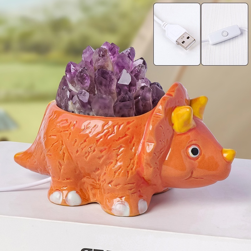 Natural crystal dinosaur night light Crystal tooth aromatherapy stone atmosphere light