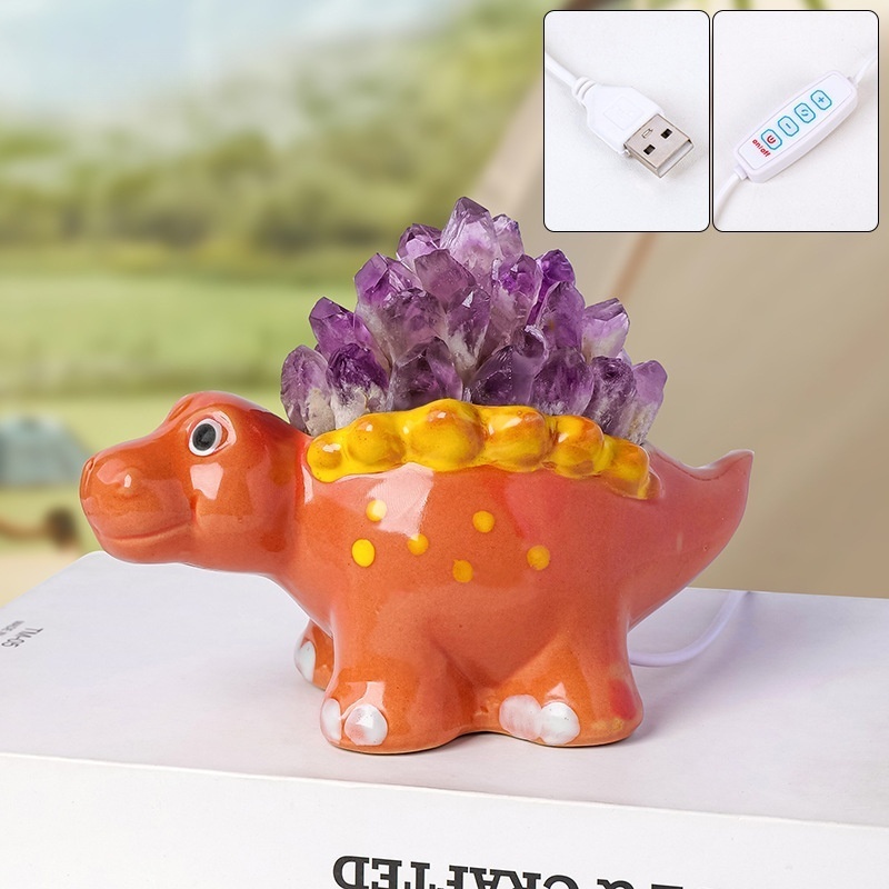 Natural crystal dinosaur night light Crystal tooth aromatherapy stone atmosphere light