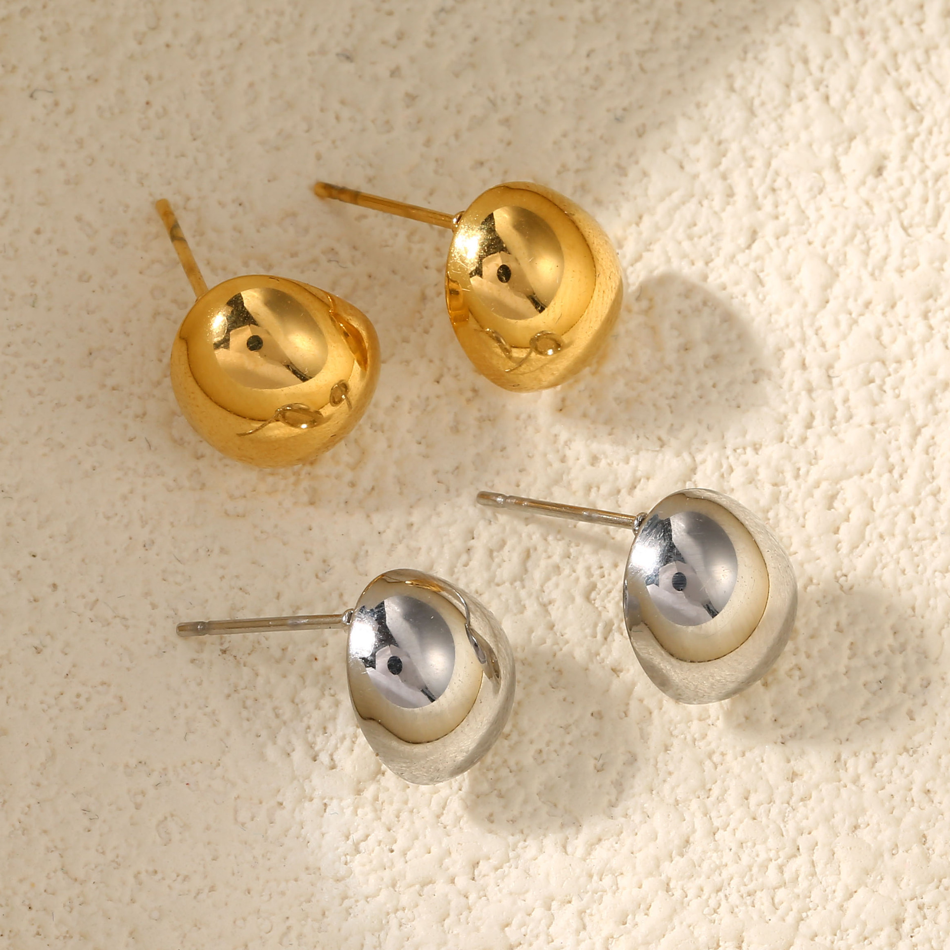 Stainless steel teardrop earrings 18k gold polished titanium steel geometric small earrings