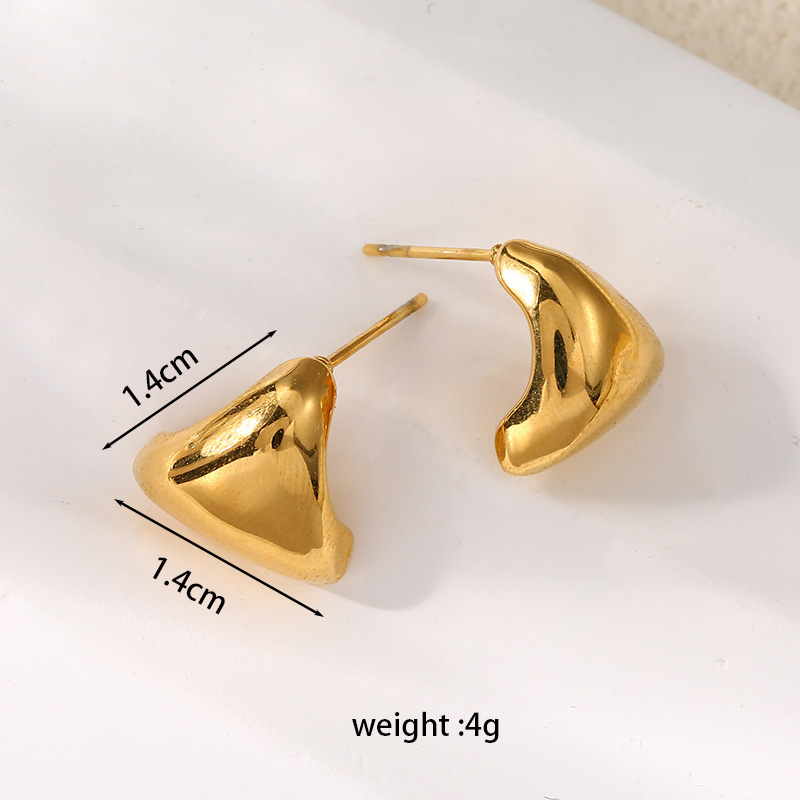 Stainless steel teardrop earrings 18k gold polished titanium steel geometric small earrings