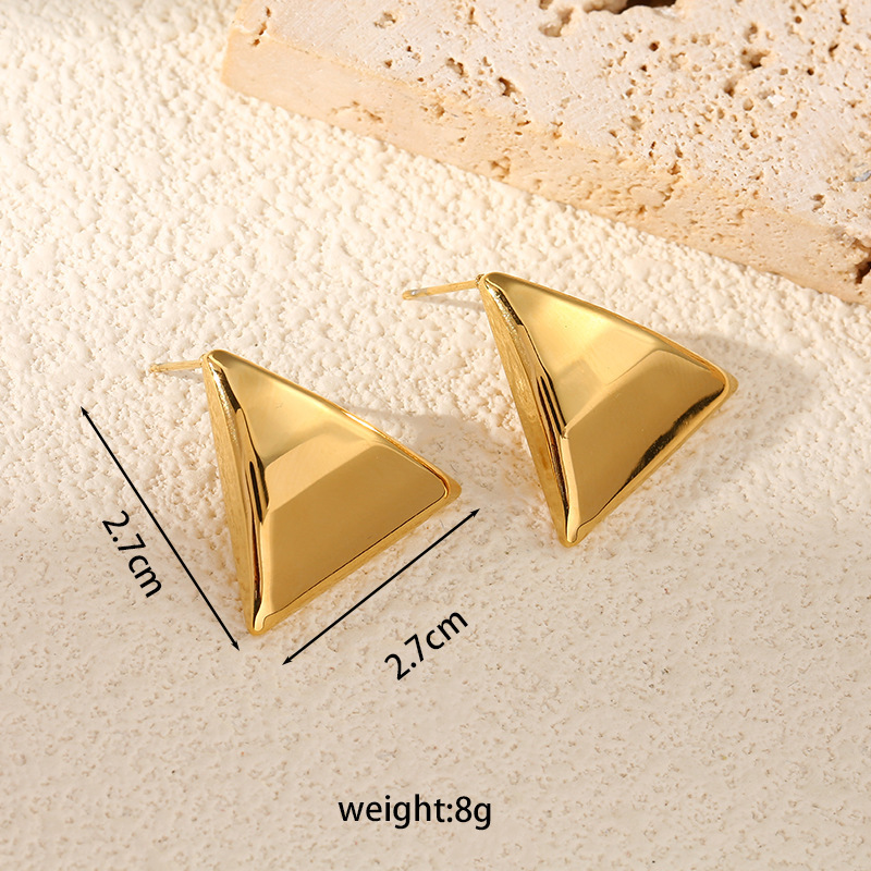 Stainless steel teardrop earrings 18k gold polished titanium steel geometric small earrings