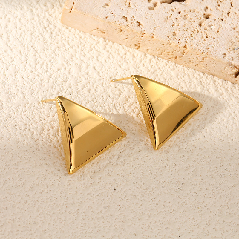 Stainless steel teardrop earrings 18k gold polished titanium steel geometric small earrings