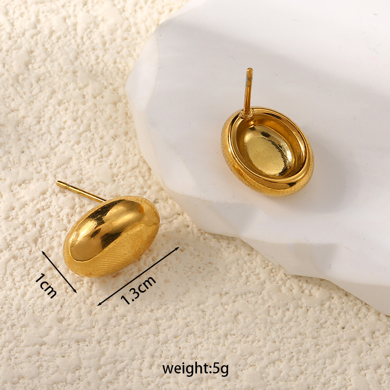 Stainless steel teardrop earrings 18k gold polished titanium steel geometric small earrings