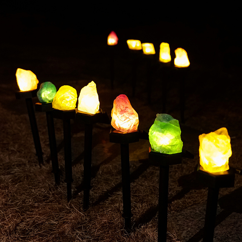 Natural crystal raw stone direct plug-in solar panel lawn light