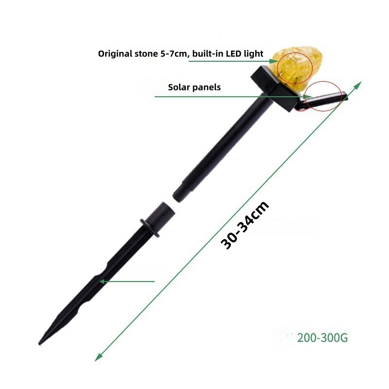 Natural crystal raw stone direct plug-in solar panel lawn light