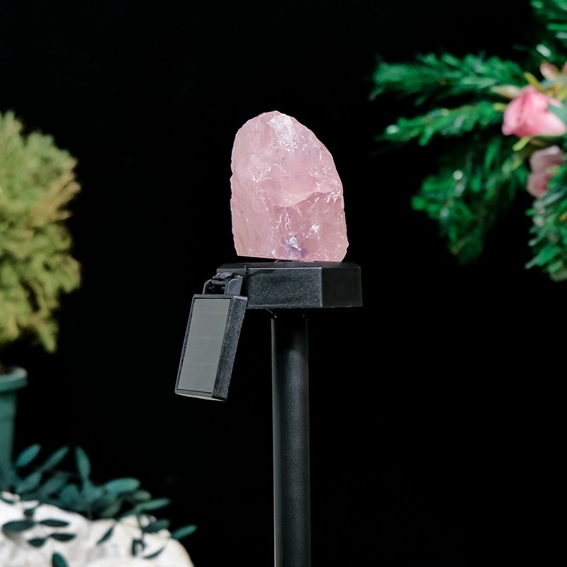 Natural crystal raw stone direct plug-in solar panel lawn light