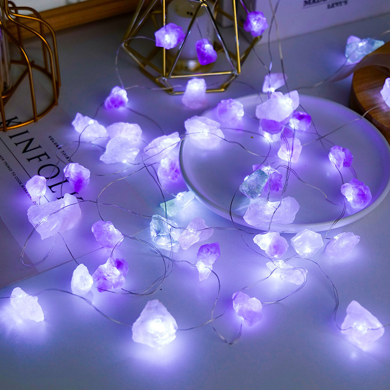 Natural crystal stone atmosphere light strip color light string decorative night light