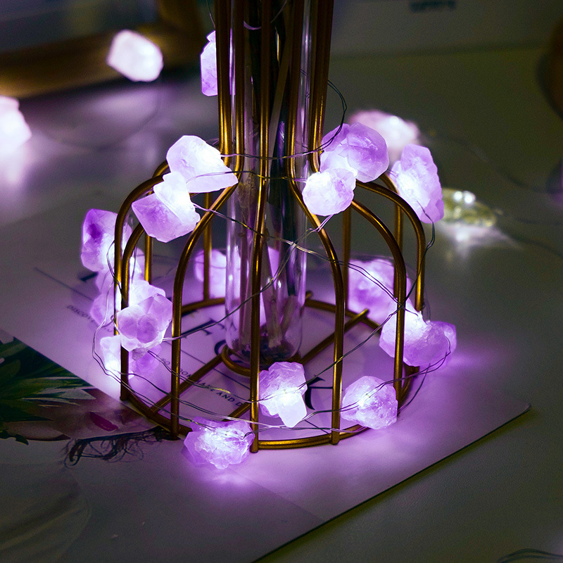 Natural crystal stone atmosphere light strip color light string decorative night light