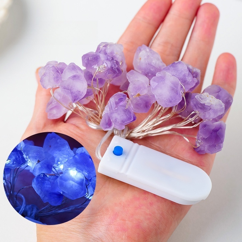 Natural crystal stone atmosphere light strip color light string decorative night light