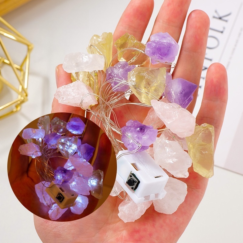 Natural crystal stone atmosphere light strip color light string decorative night light