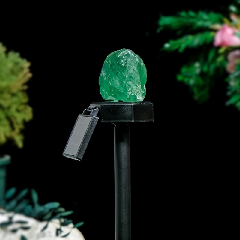 Natural crystal raw stone direct plug-in solar panel lawn light
