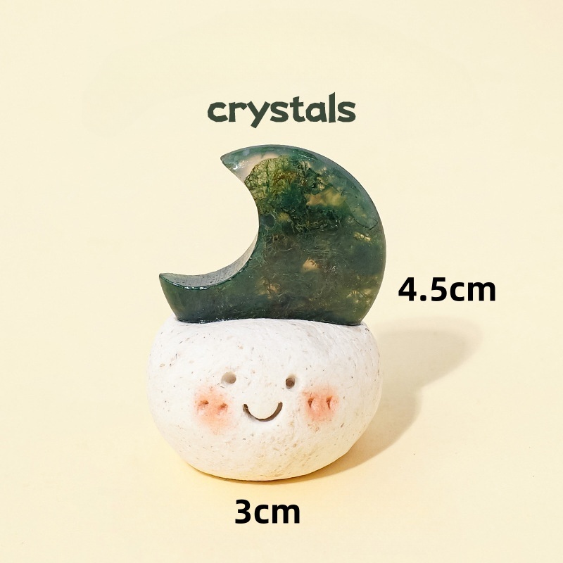 Natural crystal raw stone small bean desktop ornaments moon bean