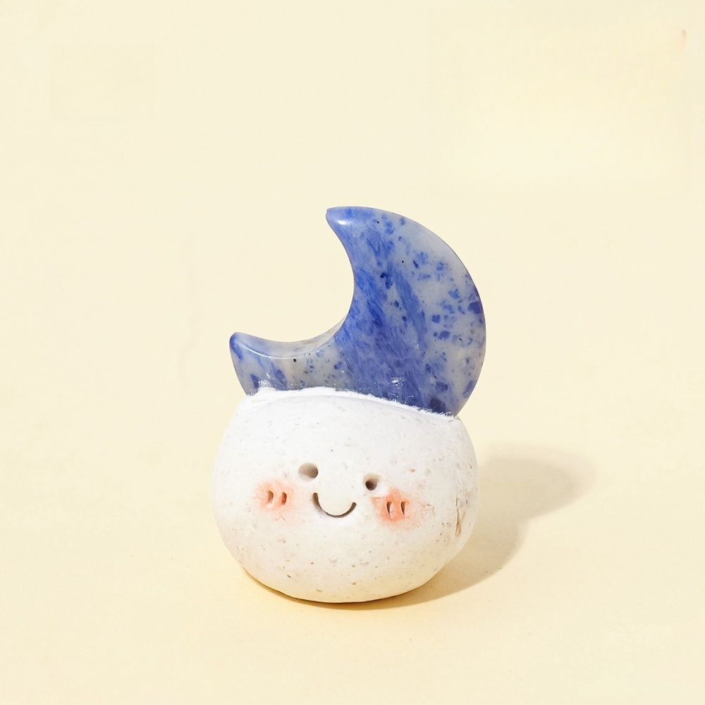 Natural crystal raw stone small bean desktop ornaments moon bean