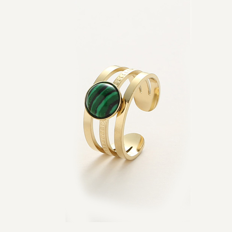 Light luxury colorful natural stone three-layer ring high-end personality simple versatile wide version movable ring