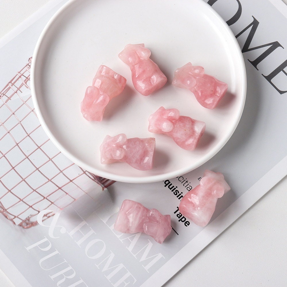 Natural Rose Quartz Torso Plump Fat Nude Female Model Carved Crystal Ornaments