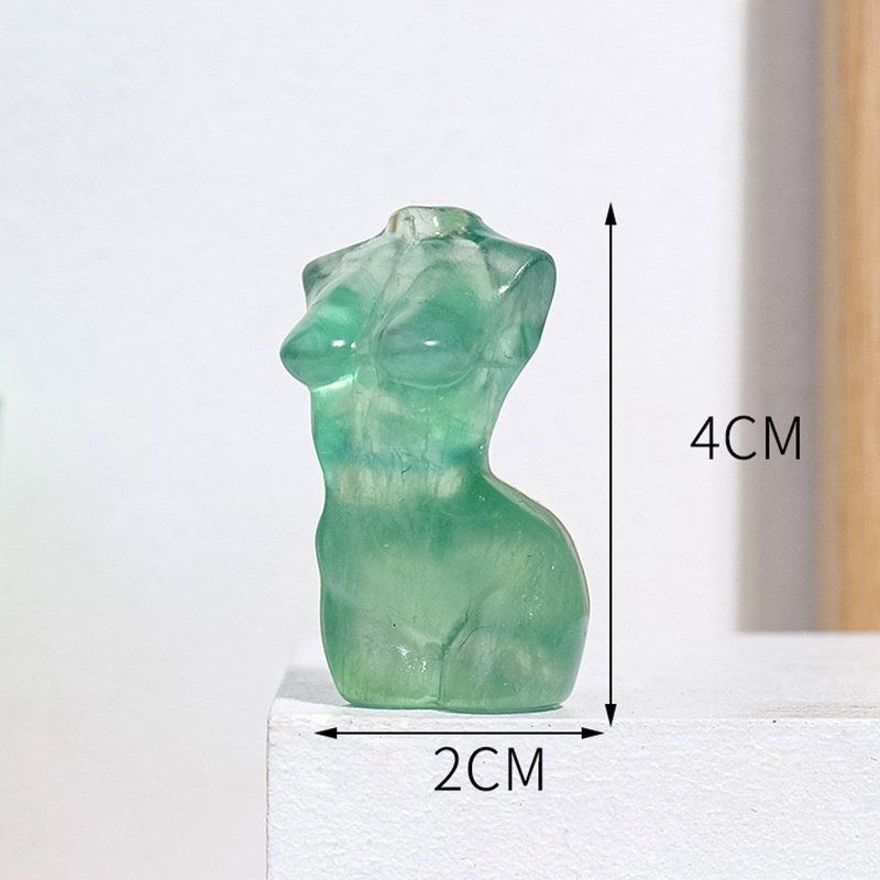 Natural crystal green fluorite female model torso carving piece raw stone mine mark polishing