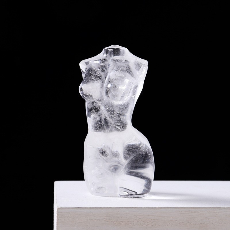 Natural crystal female model torso carving crystal rough stone polishing
