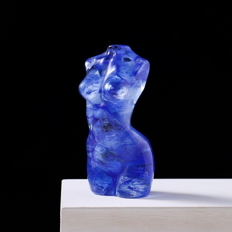 Natural crystal female model torso carving crystal rough stone polishing