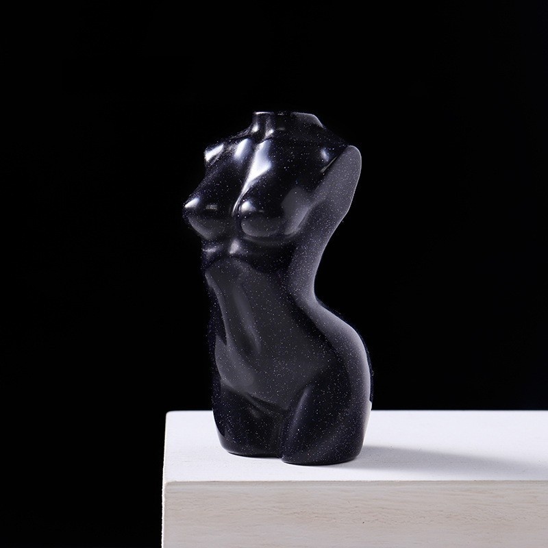 Natural crystal female model torso carving crystal rough stone polishing