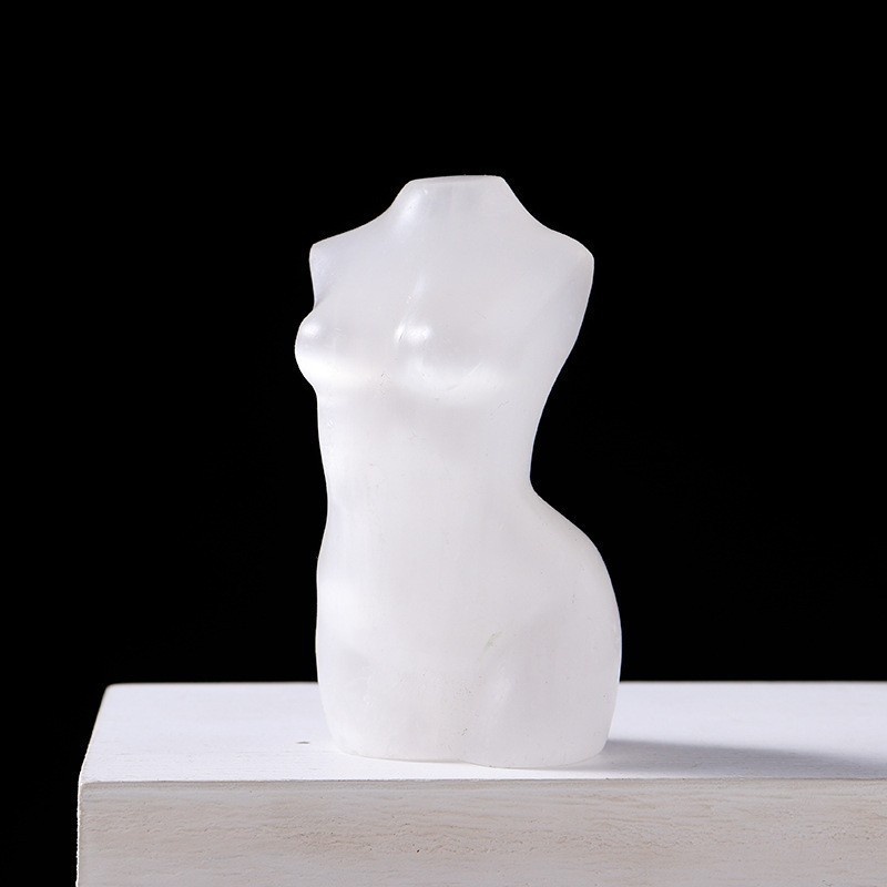 Natural crystal female model torso carving crystal rough stone polishing