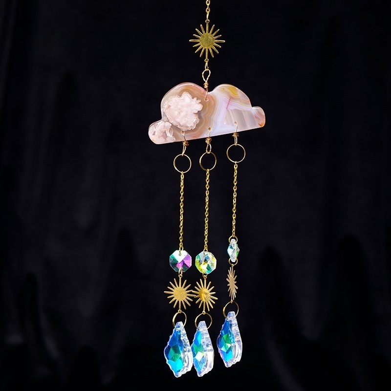 Natural crystal cloud wind chime doorbell window chime pendant sun catcher pendant