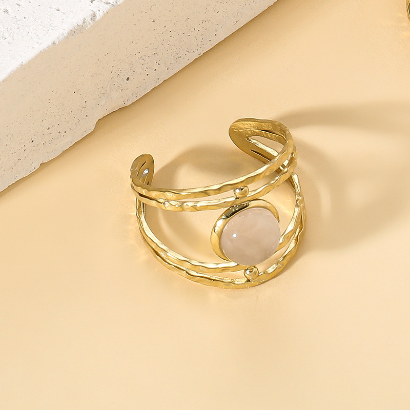 French retro multi-layer hollow stainless steel ring design high-end open ring bracelet