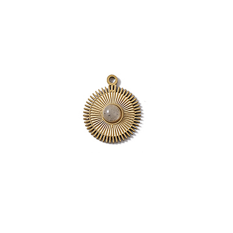 Stainless steel 18k gold disc necklace pendant pendant natural stone handmade DIY jewelry accessories