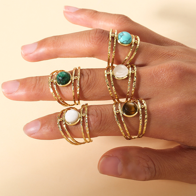 French retro multi-layer hollow stainless steel ring design high-end open ring bracelet