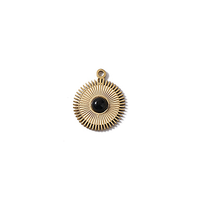 Stainless steel 18k gold disc necklace pendant pendant natural stone handmade DIY jewelry accessories