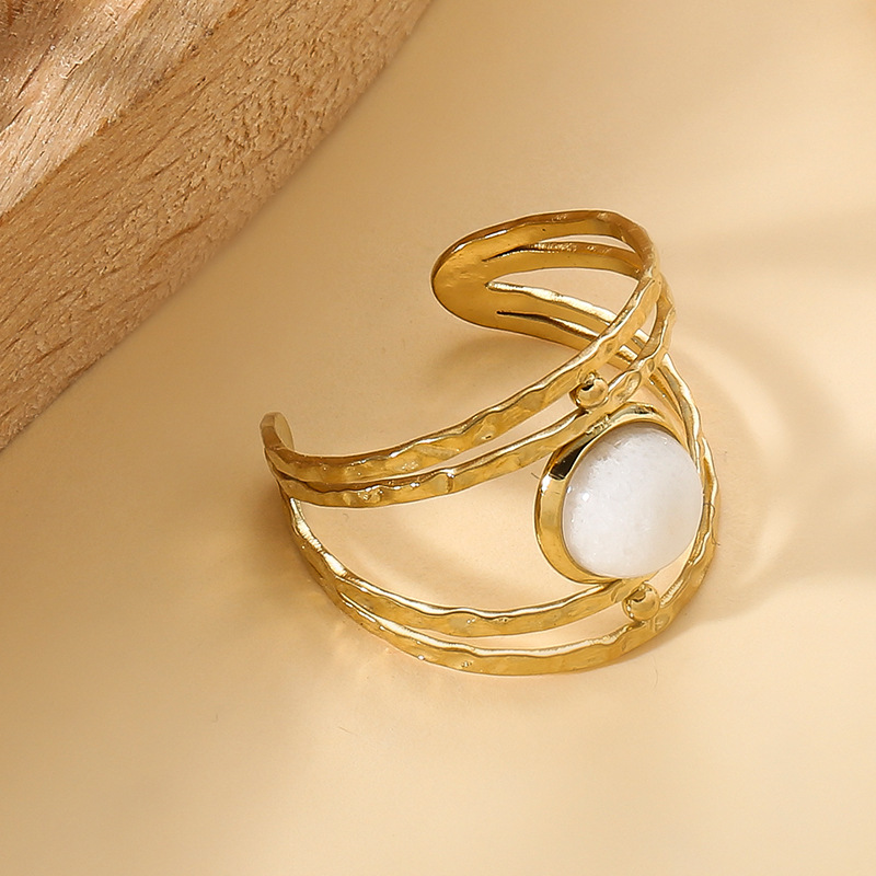 French retro multi-layer hollow stainless steel ring design high-end open ring bracelet