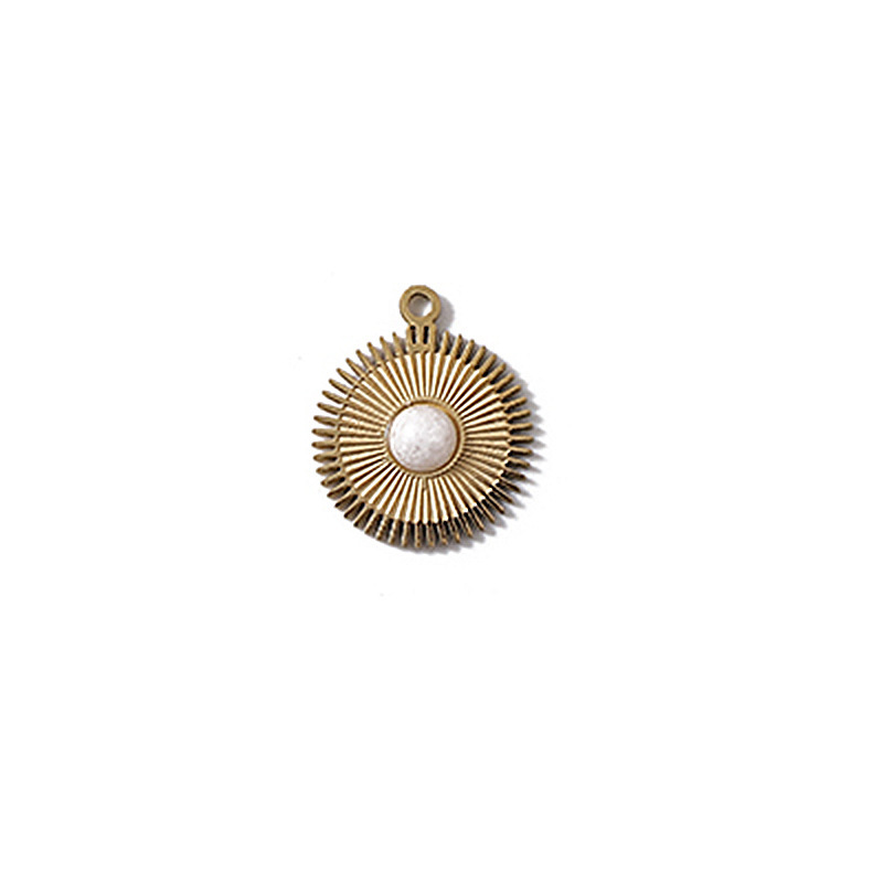 Stainless steel 18k gold disc necklace pendant pendant natural stone handmade DIY jewelry accessories