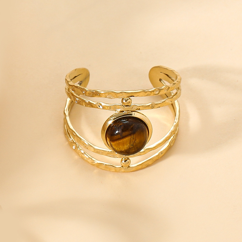 French retro multi-layer hollow stainless steel ring design high-end open ring bracelet