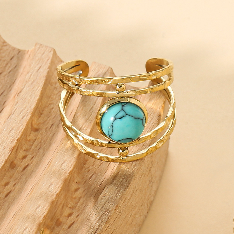 French retro multi-layer hollow stainless steel ring design high-end open ring bracelet