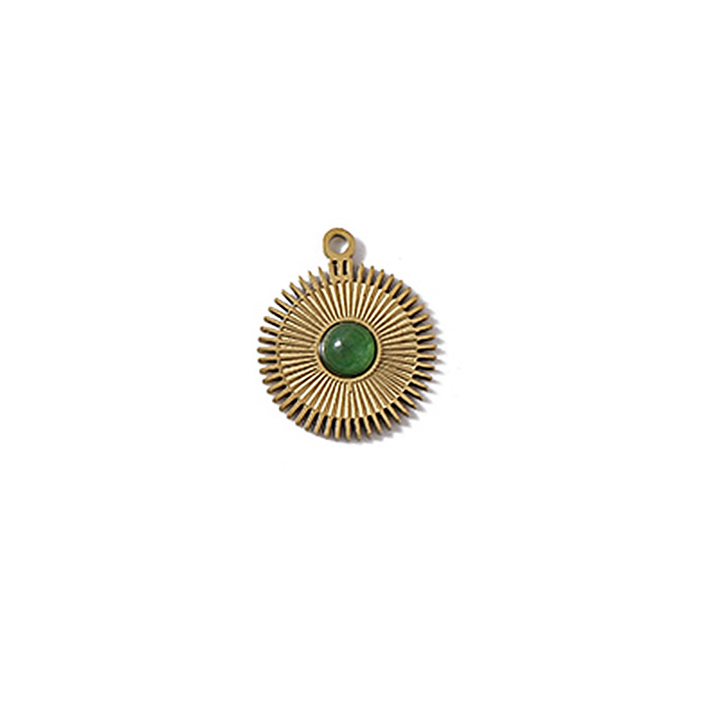 Stainless steel 18k gold disc necklace pendant pendant natural stone handmade DIY jewelry accessories
