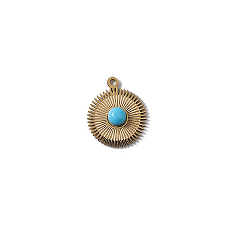 Stainless steel 18k gold disc necklace pendant pendant natural stone handmade DIY jewelry accessories