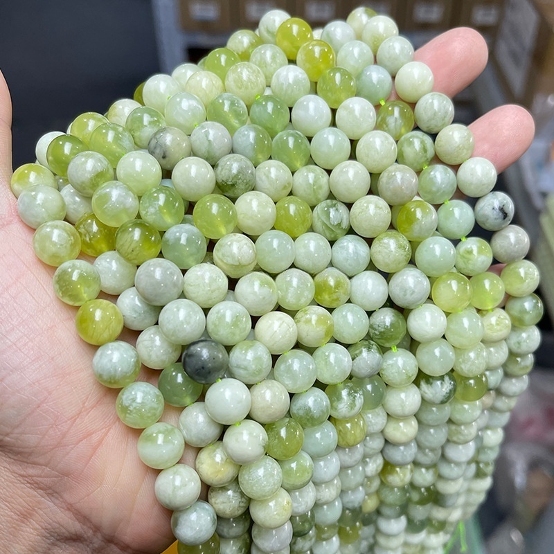 Natural green grape milk cap green jade round beads green jade loose beads diy beads
