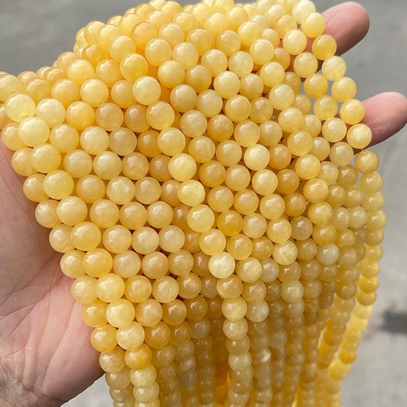 Natural beige jade round beads loose beads diy jewelry accessories beads