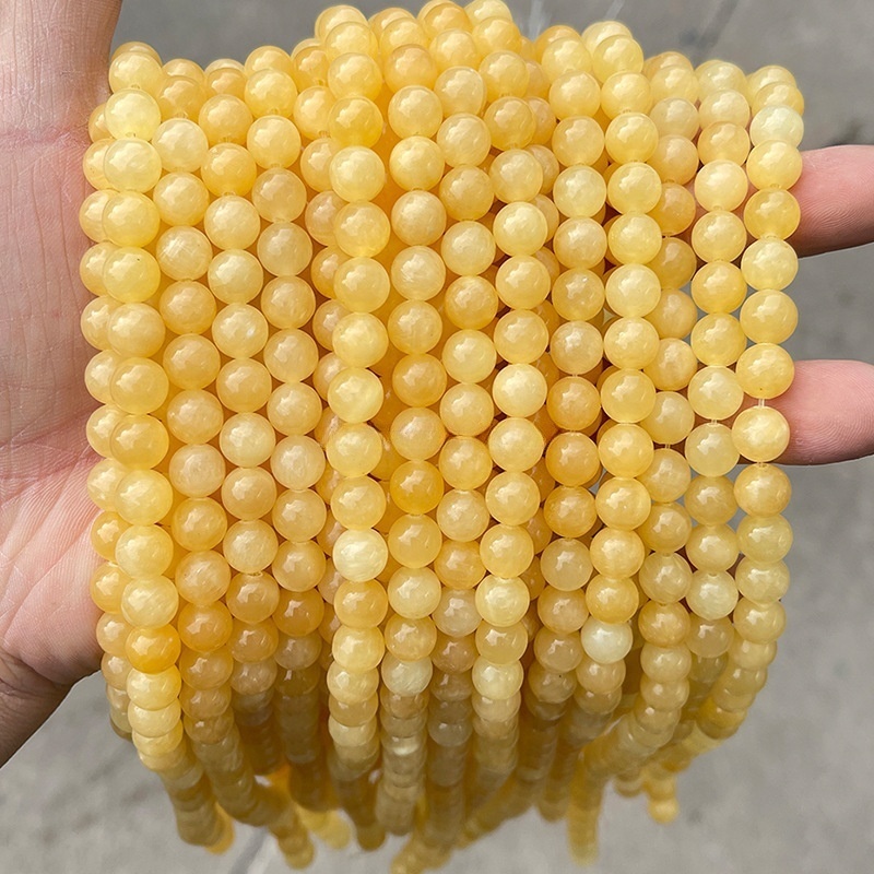 Natural beige jade round beads loose beads diy jewelry accessories beads