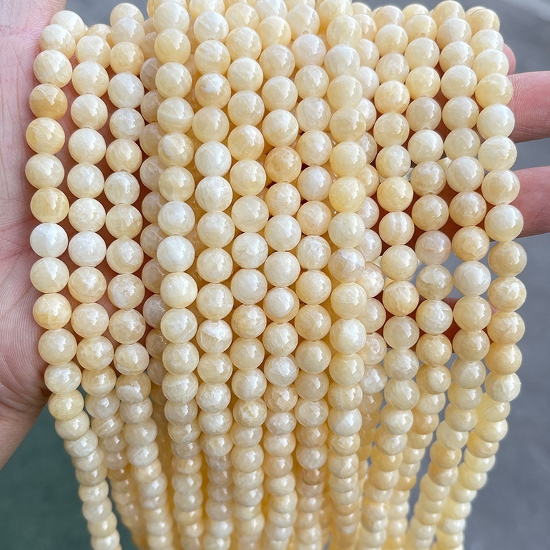 Natural beige jade round beads loose beads diy jewelry accessories beads
