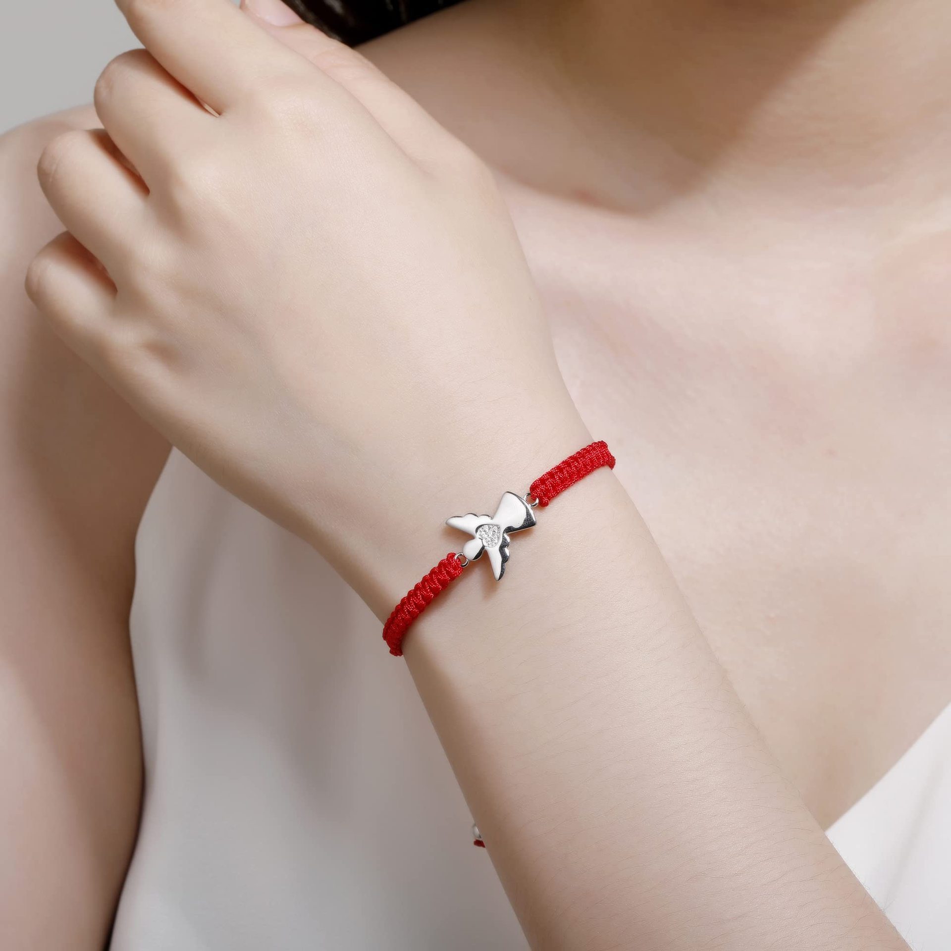 Women's Braided Bracelet Love Angel Pendant Handmade Braided Adjustable Bracelet
