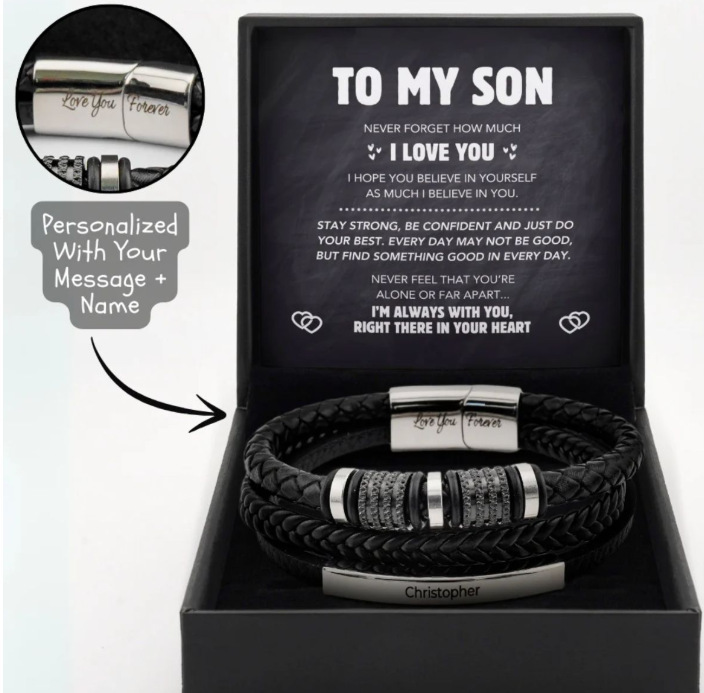 Men's Leather Bracelet Black Bend Magnetic Clasp Handmade Braided Stainless Steel Leather Bracelet