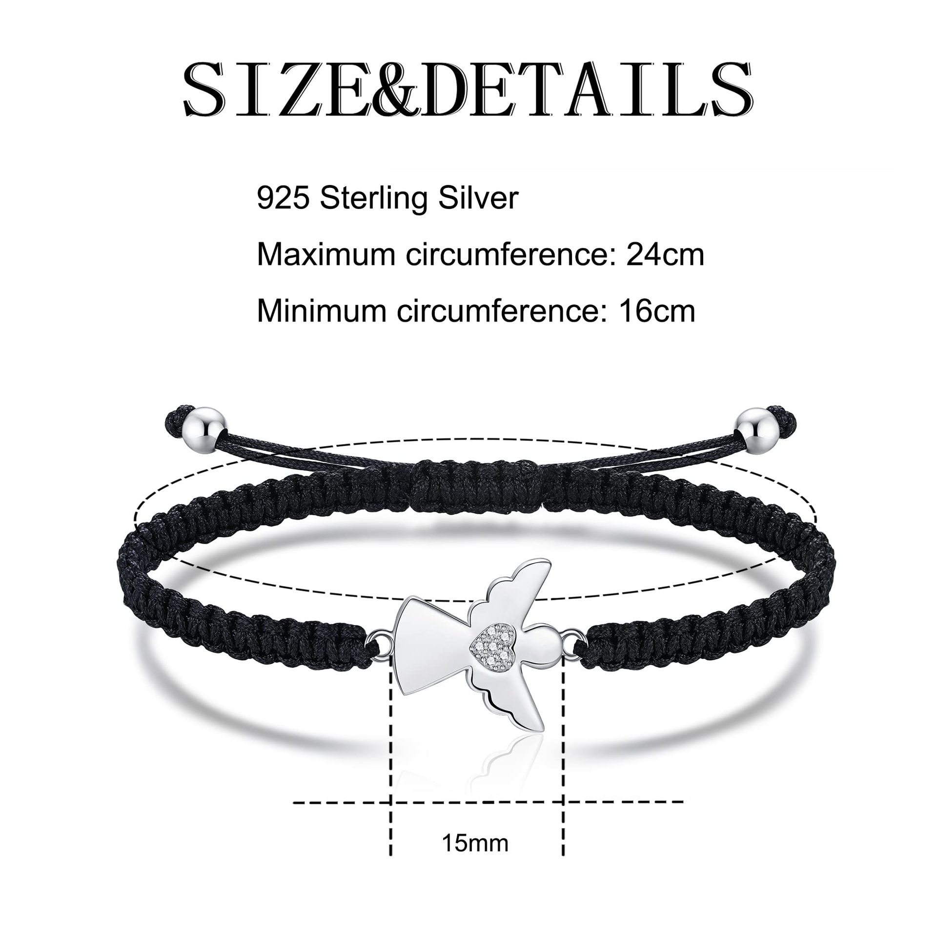 Women's Braided Bracelet Love Angel Pendant Handmade Braided Adjustable Bracelet