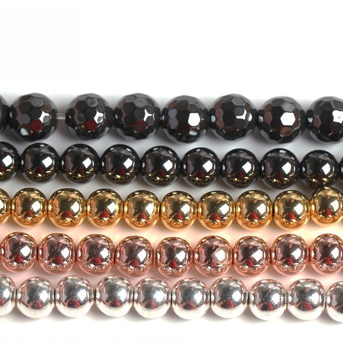 Natural black gallstone loose beads DIY jewelry accessories black iron stone magnet stone