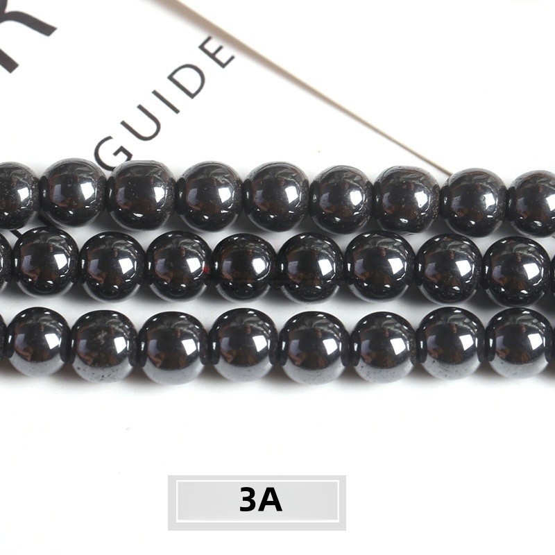 Natural black gallstone loose beads DIY jewelry accessories black iron stone magnet stone