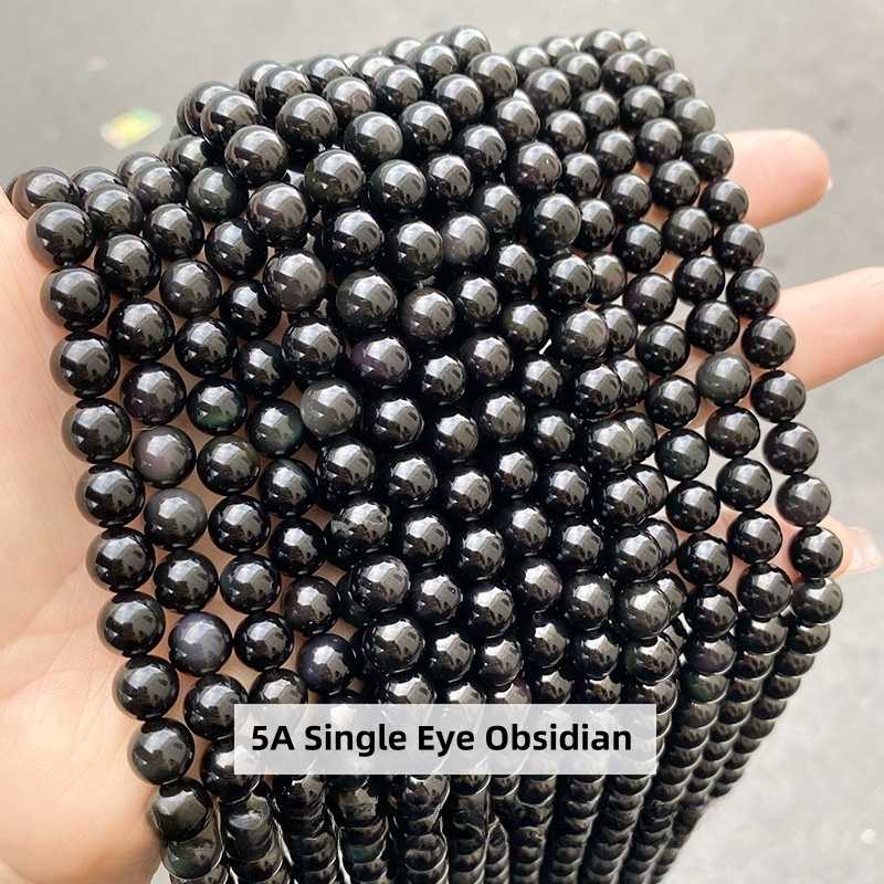 Natural obsidian round beads rainbow eye obsidian diy jewelry accessories